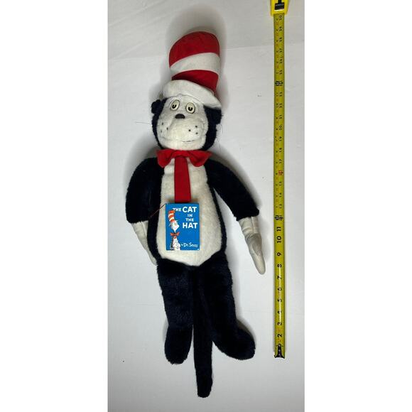Vintage Dr. Seuss Cat In The Hat Plush Stuffed Animal W/ Attached Mini Book 1995 - Picture 2 of 5